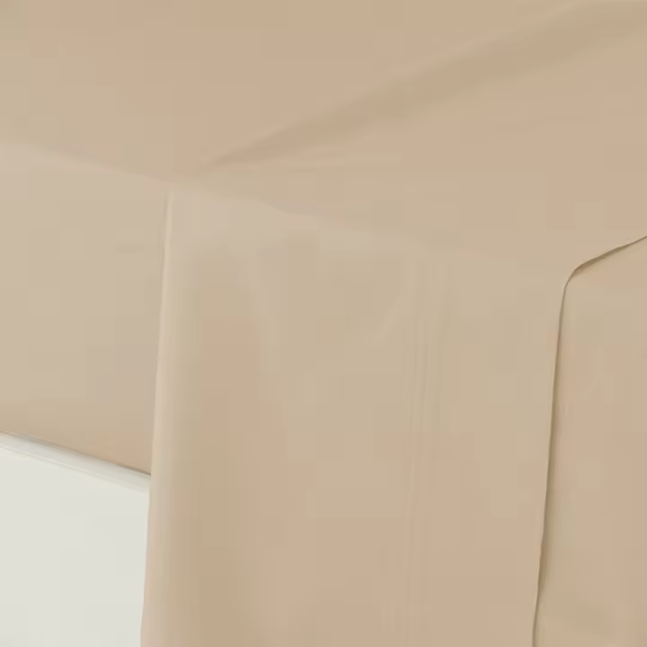 Manterol - Sábana encimera de algodón percal 200 hilos tostado. Sábanas lisas de tejido natural para todas las estaciones, transpirables, duraderas y de fácil planchado. - 1