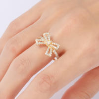 Encanto Anillo de lazo para mujer, estilo elegante, chapado en cobre de 14 quilates, con flor. - details 10