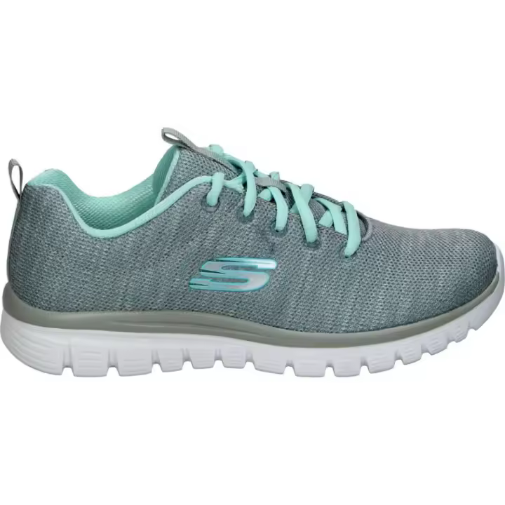SKECHERS I Deportivas Skechers Graceful Twisted Fortune para Mujer – Zapatilla Casual en Color Gris con Detalles en Verde – Sneakers con Cordones – Cómodas – Estilo Deportivo – Modelo 12614-GYMN - 1