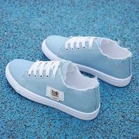 Zapatos Planos Blancos Casuales Para Mujer 2025 Primavera Nuevo Estilo Canvas Bajo-Troceado Deportivo Ligero Con Cordones - details 4