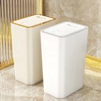 Bandeja De Basura De Baño Y Cocina Ecológica 10L/12L Con Tapa De Un Toque Plástico Rectangular Para El Hogar - details 1