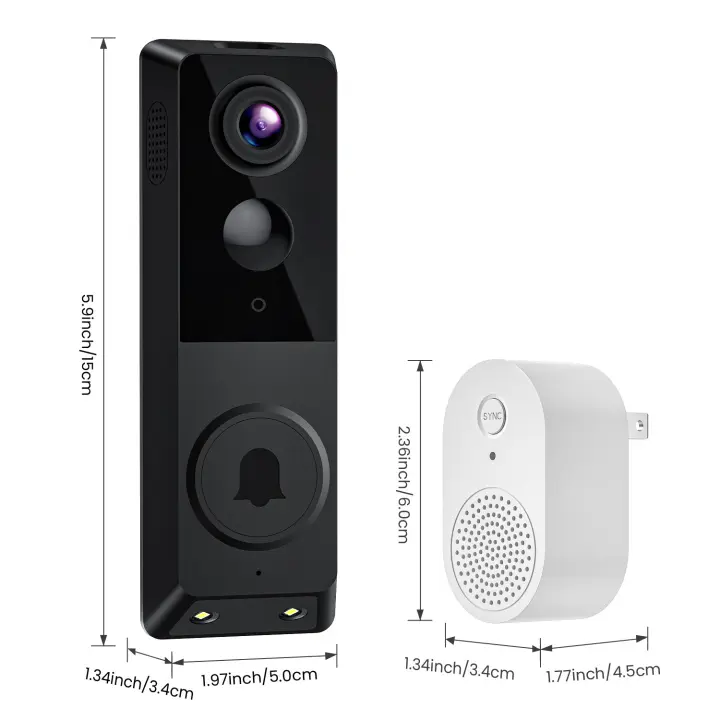 Timbre con vídeo, Cámara, intercomunicador de Voz, WiFi Monitor, HD, Visión Nocturna, timbre intelente, electrónico, Ojo de Gato - 1
