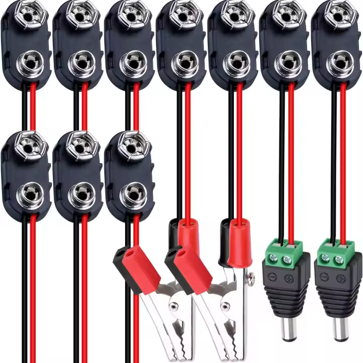 DAIERBUMP 10PCS Conector De Batería 9V Clip De Alligator Y DC Macho 2.1mmX5.5mm Para Guitarra Accesorios De Efectos - 1