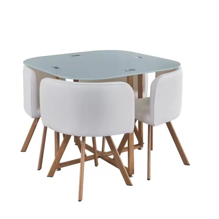 Mesa de Cristal Templado Teka + 4 Sillas. Comedor o Cocina     Saldos y Stocks - 1