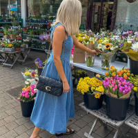 Vestido De Verano Para Mujer Estilo Cowboy Sin Mangas Cuello Redondo Color Sólido A-Line Longitud Media Pierna Cierre De Cremallera - details 1