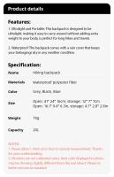 Mochila De Senderismo Al Aire Libre 20L Ligera Portátil Plegable Impermeable Para Hombres Y Mujeres Viajes Senderismo - details 0