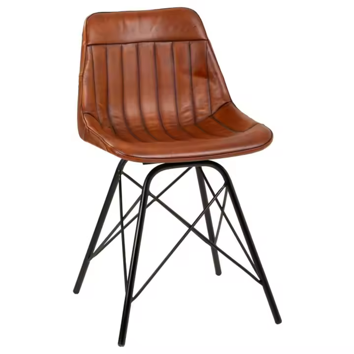 Silla de metal y piel marrón 46x49x78,5 - 1