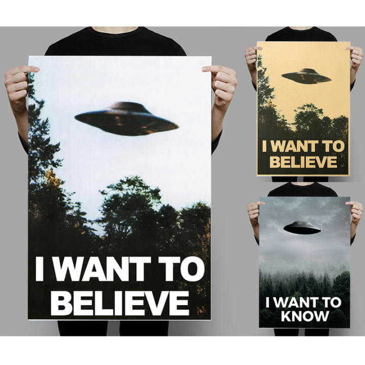 Póster De Arte 'I Want to Believe' De the X Files Imagen De OVNIs Decoración Retro Para El Hogar Pintura En Lienzo Vertical Sin Marco
