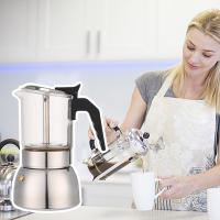 Moka Pot De Acero Inoxidable Máquina De Café Espresso Con Vaso De Vidrio Resistente a Altas Temperaturas Para Estufa 200/300/450ML - details 2
