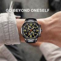 Reloj De Hombre De Acero Inoxidable Con Correa De Cuero Cuarzo Reloj De Pulsera Con Calendario Y Manos Luminosas Reloj Casual Para Hombre - details 13