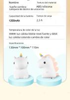 Lámpara Nocturna De Silicona Unicornio Para Niños Luz LED Recargable Por USB Decoración De Habitación Animal Cartoon Lámpara Táctil Para Regalos - details 9