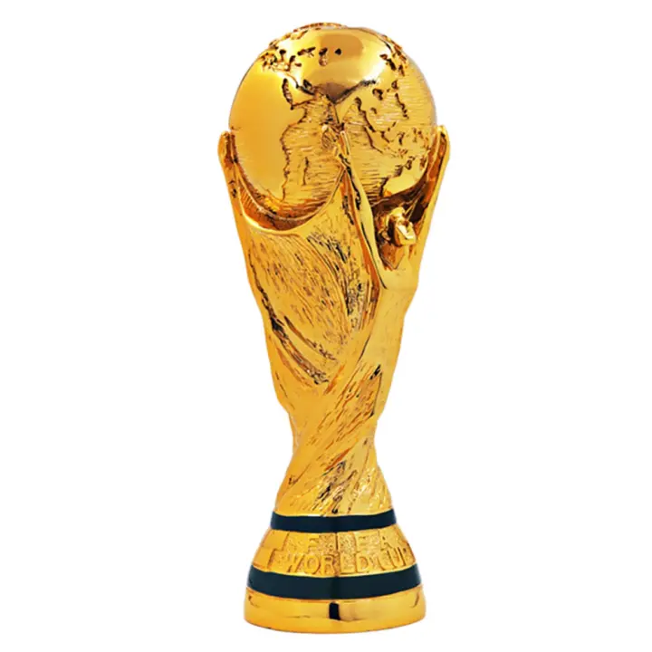 Trofeo de la Copa Mundial de Catar, modelo de resina chapado en oro completo, recuerdo, artesanías de fútbol, decoración para fanáticos, 9CM, 2022 - 1