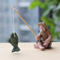 Figura De Resina Hombre De Pesca Adorno Para Jardín Micro-Landscape Obra De Arte Para El Jardín Sin Ingredientes Químicos Peligrosos - details 4