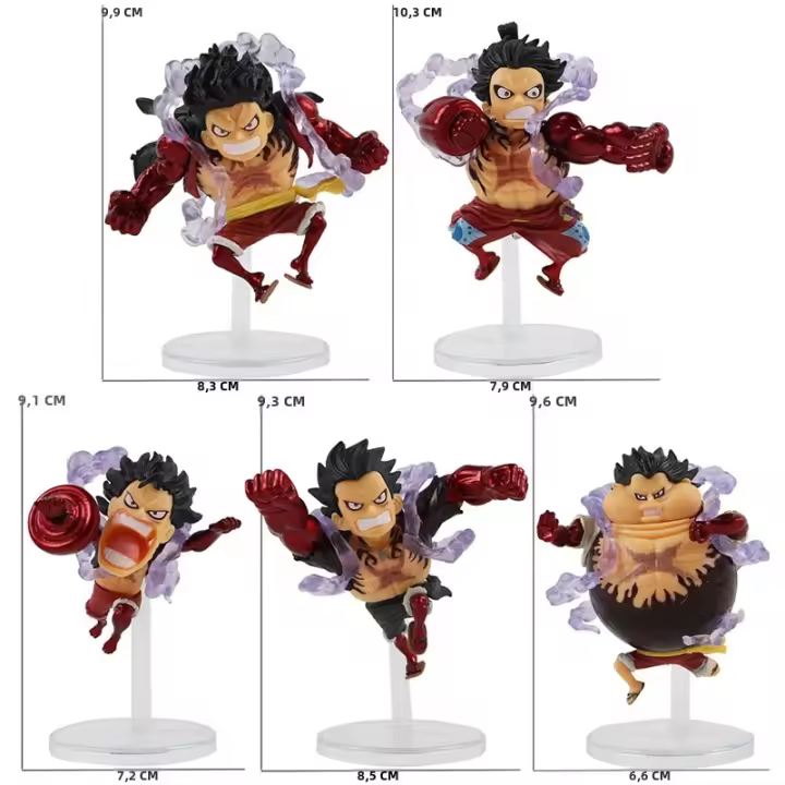 Figura De Acción Anime One Piece Gear 4 Luffy Q Version 5pcs/set PVC Estatua Elástica Juguetes De Colección Para Niños - 1