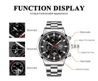 Reloj Deportivo Para Hombre Moda Negocios Acero Inoxidable Cuarzo Calendario Luminoso Reloj Hombre Casual - details 1