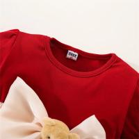 Vestido De Princesa Para Bebé Niña Con Panel Tejido Y Bolita De Lana Twilight Nube Bow Manga Corta Estilo Diario Preppy - details 5