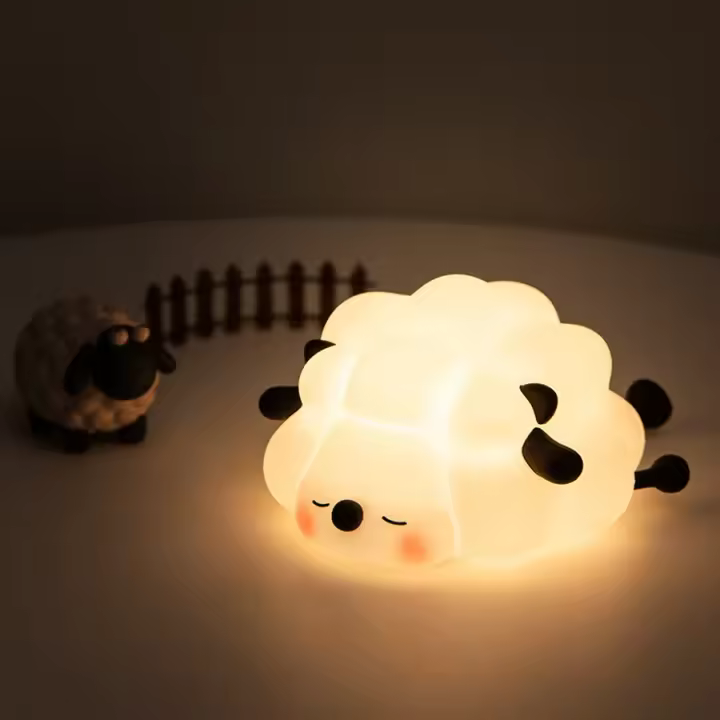 Lámpara De Noche LED De Oveja Cartoon Recargable Iluminación Suave Para Decoración De Dormitorio Y Mesa Regalo Para Niños Cumpleaños Jardín - 1