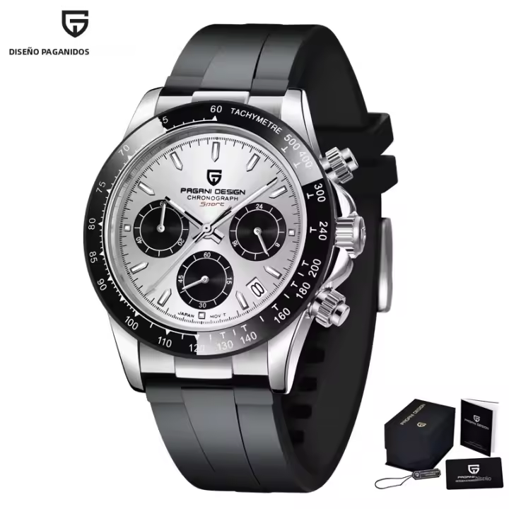 Reloj De Cuarzo Para Hombre PAGANI DESIGN Con Cristal De Zafiro Auto Fecha Cronógrafo Resistente Al Agua Acero Inoxidable Lujo - 1