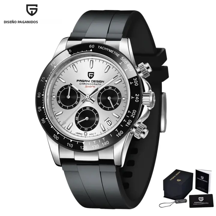 Reloj De Cuarzo Para Hombre PAGANI DESIGN Con Cristal De Zafiro Auto Fecha Cronógrafo Resistente Al Agua Acero Inoxidable Lujo - 1