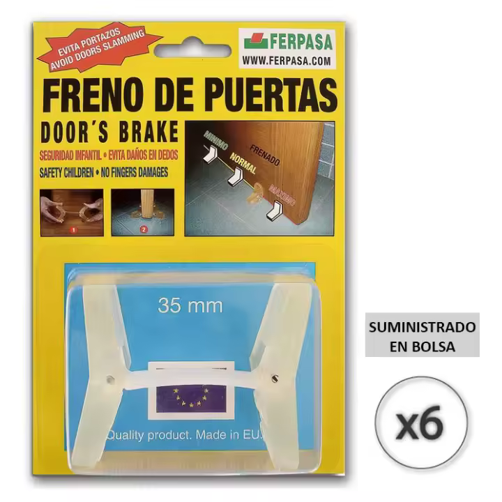Ferpasa Tope Freno Goma Puertas 35mm Pack 6 - Protección para Puertas Interiores - 1