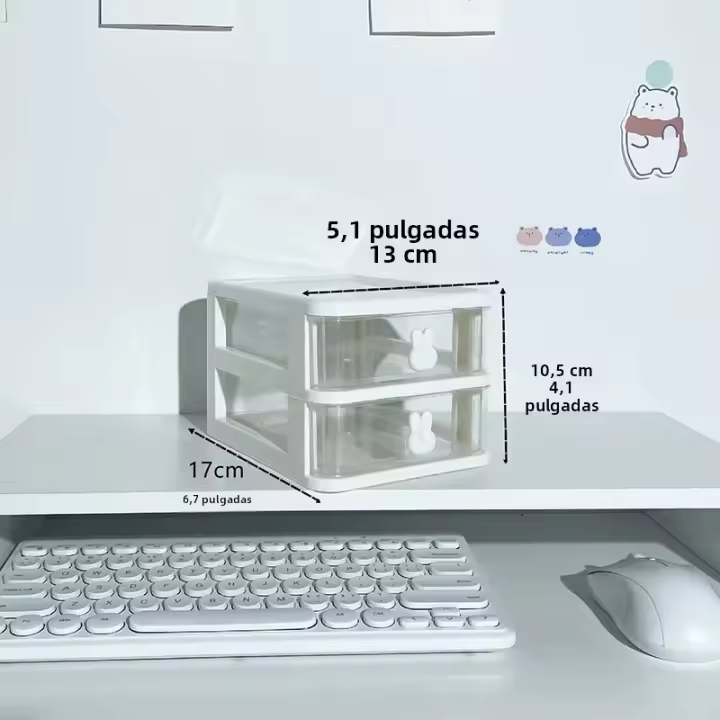 Caja De Almacenamiento Multifuncional Para Escritorio Con Porta Bolígrafos Y Rack Para Accesorios De Cabello, Caja De Joyas De Tres Capas Ecológica - 1