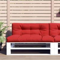vidaXL Cojines para sofá de palets 2 unidades tela en color Crema/Negro/Rojo vino tinto y más | acolchados duraderos para sofás de jardín terraza exterior - details 3