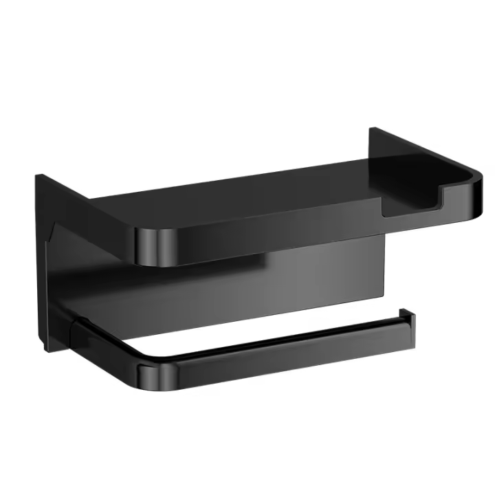Soporte De Papel De Toalla Fácil De Instalar Sin Perforar Muro Organizador De Rollos Accesorio De Almacenamiento Para Baño Moderno Y Minimalista Plástico Brillo - 1