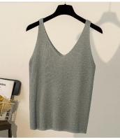 Top De Mujer Nuevo Verano V-Neck Tank Blanco Negro Tejido Suave Estilo Casual Ropa De Mujer Camiseta Q3441 - details 8