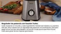 Mellerware - Batidora de vaso eléctrica 1500W. Jarra cristal 1,5L, 6 cuchillas. Tratamiento fruta, smoothie, picadora, Batidos. Picahielos. INOX. T - details 2