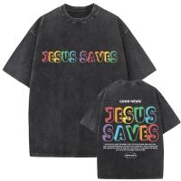 Camiseta Oversize Vintage Lavada De Jesus Perdonenles Padre Para Hombres Y Mujeres Estilo Gótico Rock Camisetas Tops De Calle - details 25