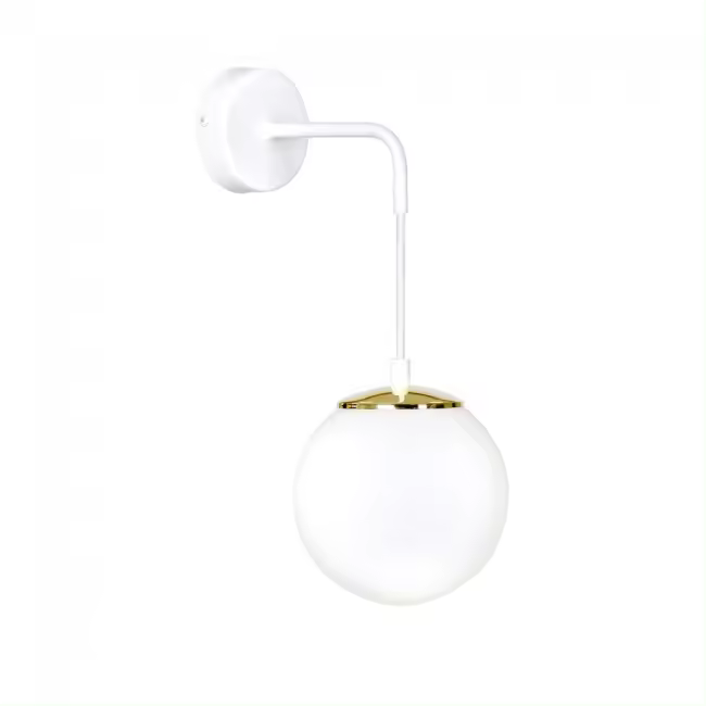 WONDERLAMP Wonderlamp Aplique de Pared Cristal y Metal Blanco y Oro 1xE14 - 1