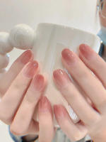 ARTAUG 24pcs Uñas Postizas De Seda Rosa Brillante Estilo Elegante Medio Cuadrado Para Mujeres Elegantes Uñas Postizas Cubiertas Por Encima - details 26
