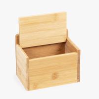 SALERO de Madera de Bambú con Tapa 14 cm - Color Marrón - Recipiente cuadrado con tapa - Diseño Elegante y se Adapta a Cualquier Estilo de Cocina. La Tapa de Bambú Mantiene la Sal Fresca y Seca - details 1