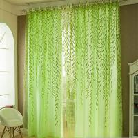 Cortinas Verdes De Hojas De Sauce 2 Paneles Diseño De Estampado Transparentes Cortina Voile Para Decoración De Habitaciones Y Salones - details 14