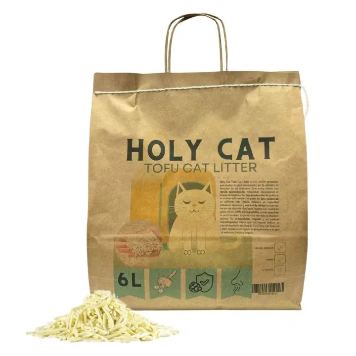 12L de Arena para gatos Holy Cat / TOFU - Olor Lavanda - Ecológica - Aglomerante a base de Tofu - Absorbe Olores - Biodegradable - 1