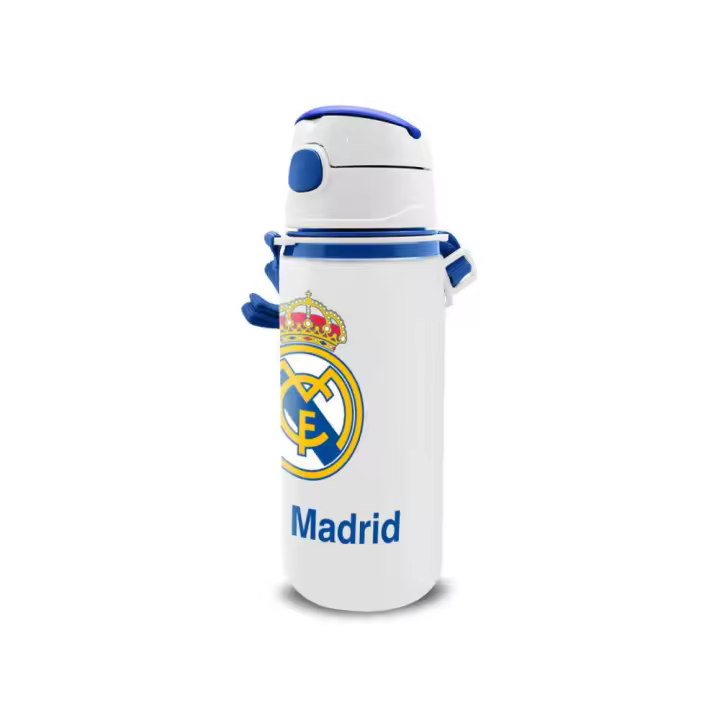 Botella Cantimplora con Correa Aluminio Real Madrid Blanca 600 ML 80502 - 1