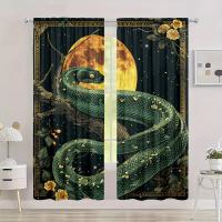 2pcs Cortina Con Estampado De Luna Y Serpiente Para Decoración Del Hogar Tratamiento De Ventana Para Dormitorio Oficina Cocina Sala De Estar Y Estudio 100% Poliéster - details 6
