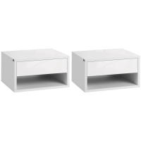 HOMCOM Juego de 2 Mesitas de Noche Flotantes Mesillas de Noche Mesas de Noche con Cajón para Dormitorio Salón 37x32x21 cm - details 0