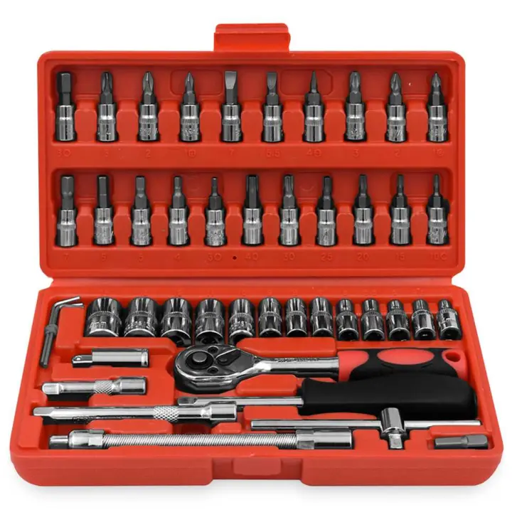 Ociodual Juego Herramientas de Mano Mecánicas Manuales Maletin Maleta 46 Piezas Carraca Reversible Vaso Combinadas Allen Taller - 1