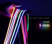 Tiras LED COB Ultrafinas De 5mm DC 12V Para Decoración Del Hogar Y Coche Ice Blue Rosa Rojo Alta Densidad Fita LED Color RA90 - details 0