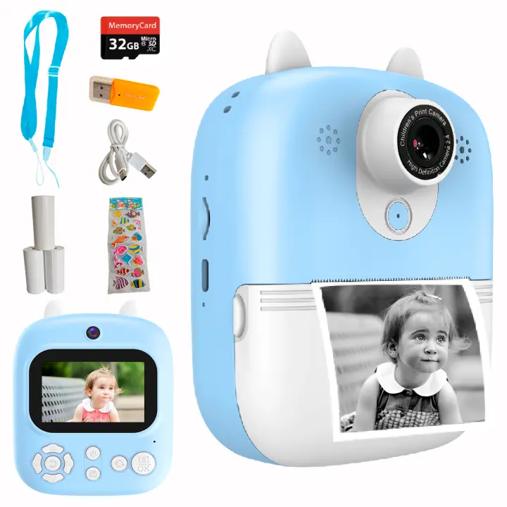 Lacosvi Cámara de Impresión Instantánea, Cámara Digital para Niños 12MP Fotos, Videos 1080 HD Pantalla IPS 2,4 Pulgadas SD 32GB, Cámara de Vídeo Selfie Regalos para Niños De 3 a 12 Años - 1