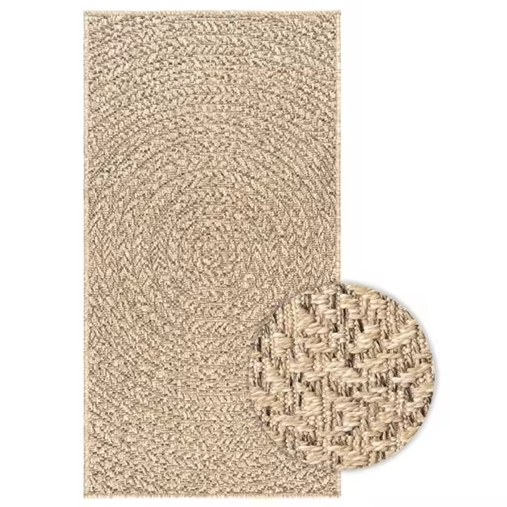 vidaXL Alfombra ZIZUR apariencia de yute interior y exterior 60x110 cm Estampado Rectangular,  Circular,  y mas Alfombras de área  Alfombra de Piso para Sala de Estar Dormitorio Habitación Salón - 1