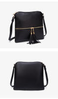 Bolso De Hombro Para Mujer De Gran Capacidad Retro Moda PU De Color Sólido Bolso Cruzado Suave Con Tassel Interior Múltiple - details 5