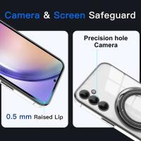 Funda Transparente Magnética Para Samsung Galaxy A55 A25 A35 A15 A05 S A54 A34 A24 A14 A53 A23 A52 Con Anillo Soporte Platinado Compatible Con Carga Inalámbrica Magsafe Protección De Cámara - details 4