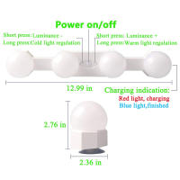 Espejo De Maquillaje LED Portátil Con Ventosa Y Luz USB Cargable Luz De Noche Para Dormitorio Y Baño Dimmable Y Sin Cable - details 1