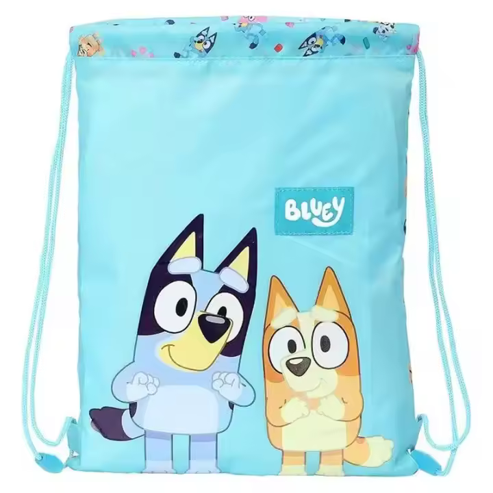 Mochila saco cuerdas Bluey y Bingo celeste 34cm 612433855 SAFTA - 1