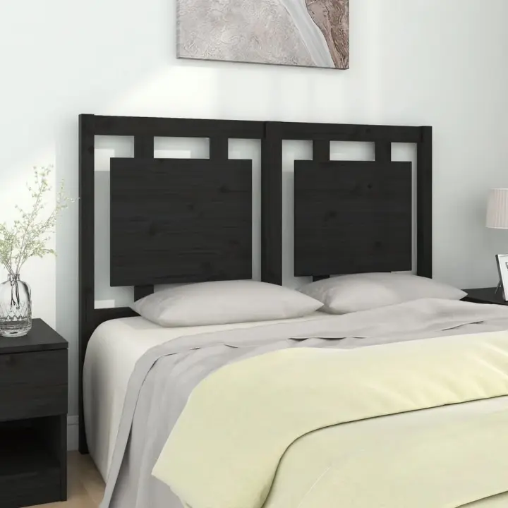 Cabecero de cama madera maciza de pino negro 125,5x4x100 cm - 1