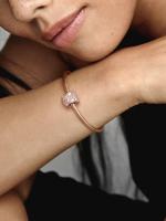 Pandora - Charm with Pink Brillo y Transparent-Baño de Gold Rose de 14K - details 3