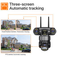 Cámara De Seguridad IP 3 Lentes Wifi 4G SIM Tarjeta Wireless Monitor 360 Grados Exterior Impermeable CCTV Doméstico Vigilancia - details 4