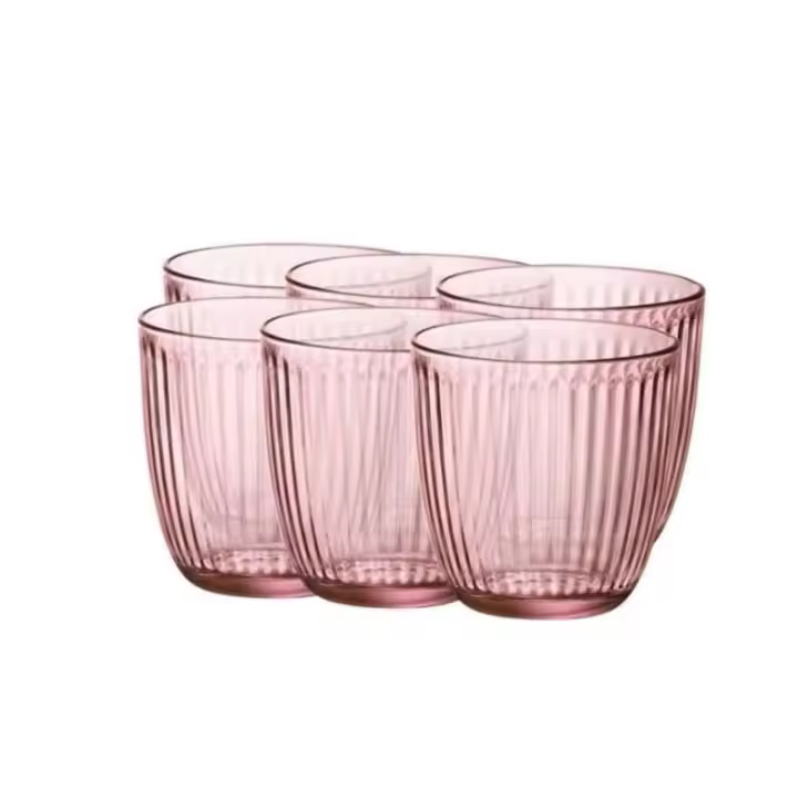 Pengo SET 6 VASOS Bajos VIDRIO ROSAS LINE 29CL - 1
